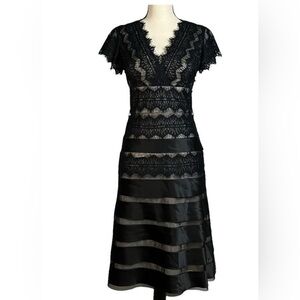 JS Collection black lace & satin Cocktail Formal Holiday Wedding Guest  Dress 10